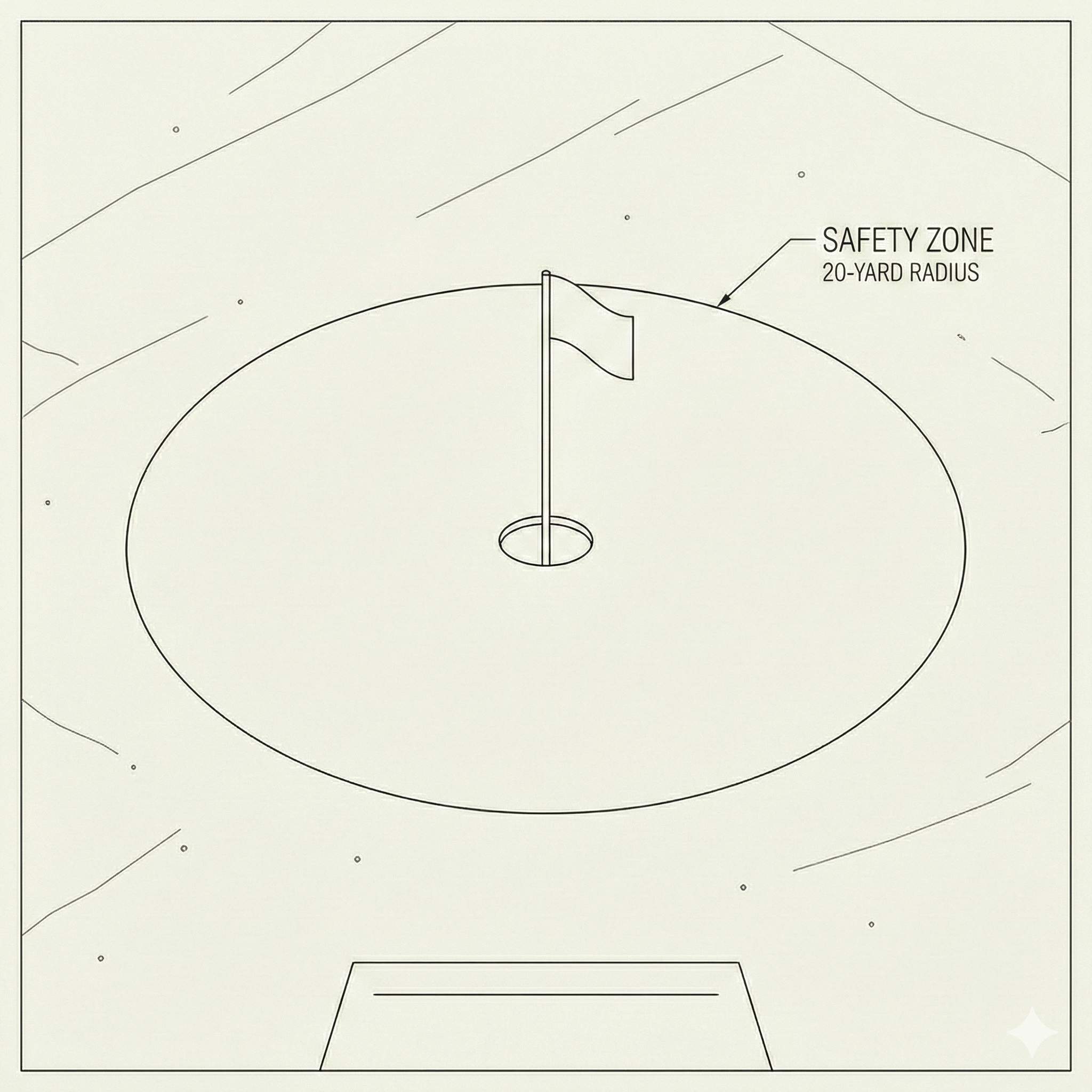 Safety Zone - 20-yard radius around target flag